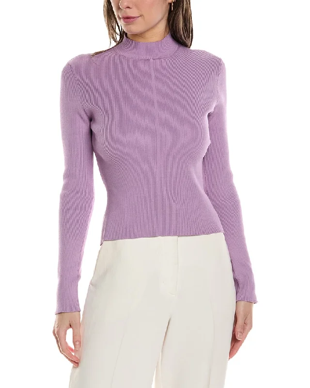 Women's Comfy Attire For Lounging Oscar de la Renta Mock Neck Silk-Blend Sweater