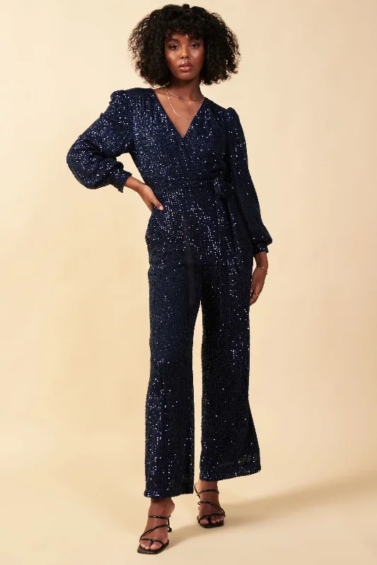 Women's Professional Garments Sequin Wrap Jumpsuit