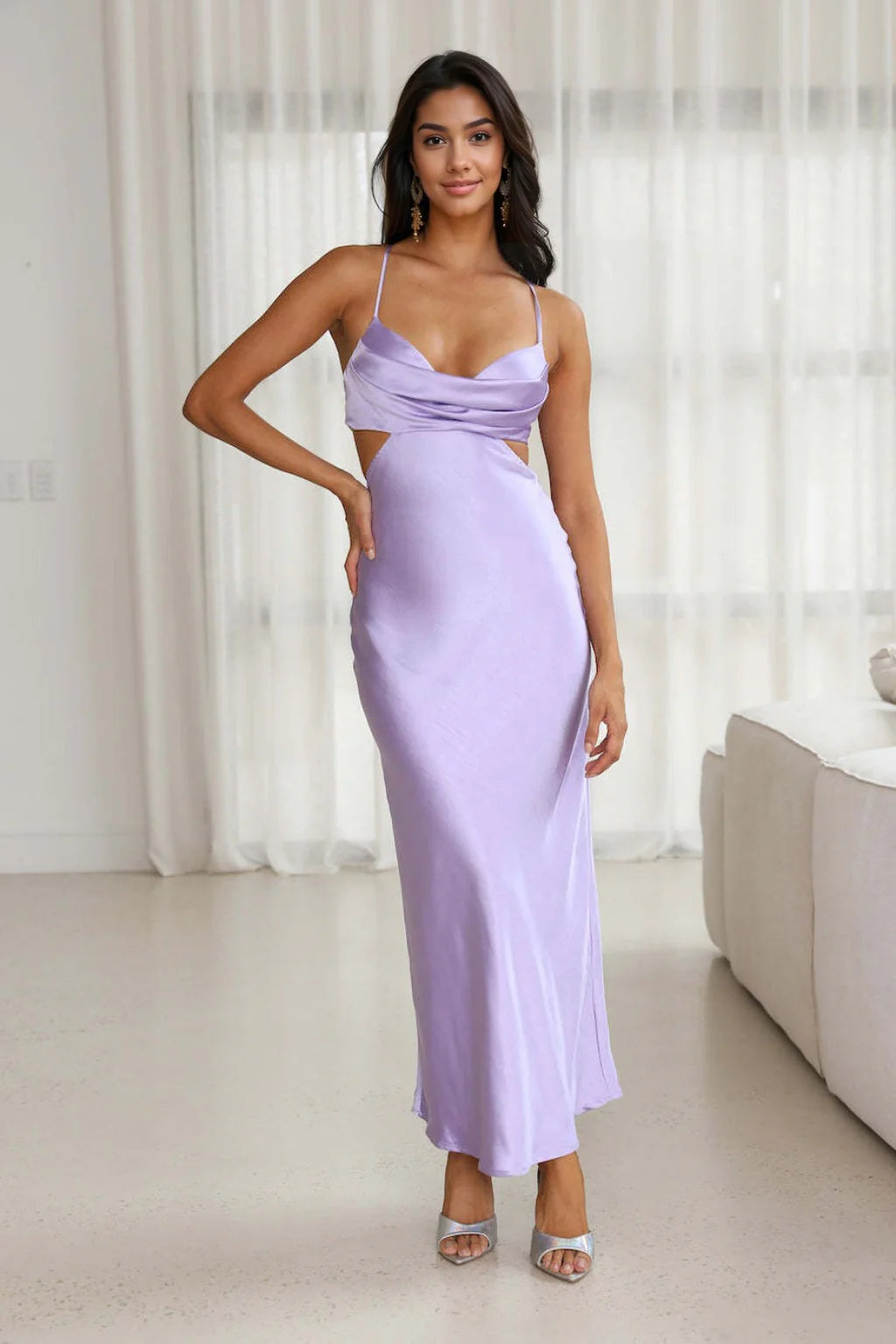 Affordable Luxury Women's Garments Grandest Entrance Satin Maxi Dress Lilac