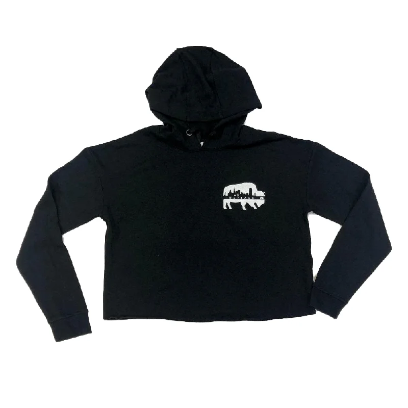 Women's Outfit Ladies Black Fleece Cropped BFLO Hoodie