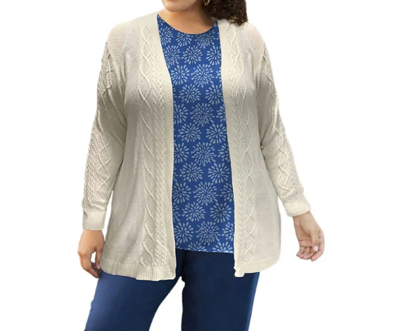 Women's Plus-Size Garments Cable Duster Cardigan - Plus In Cream