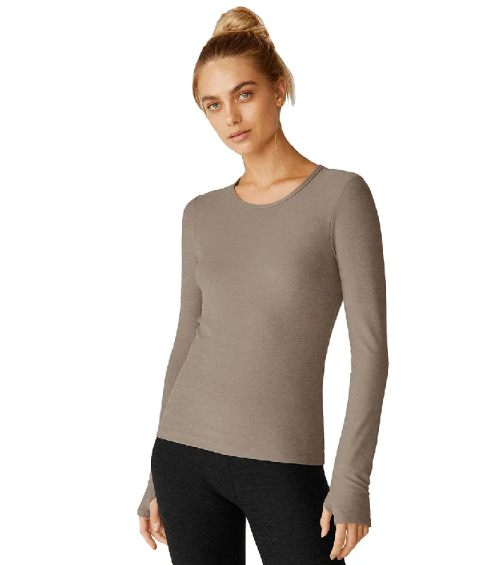 Women's Resort Attire Beyond Yoga Spacedye Classic Crew Pullover Birch Heather