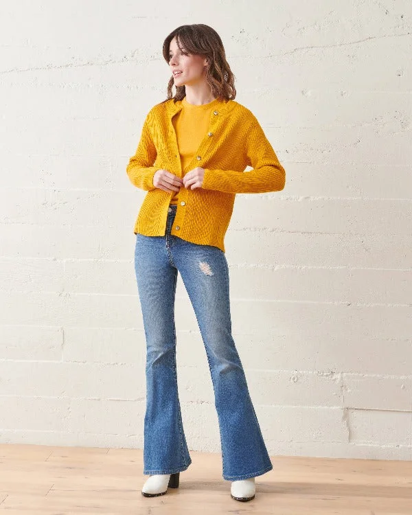 Women's Comfortable Lounge Attire Yellow Jackie Cardigan