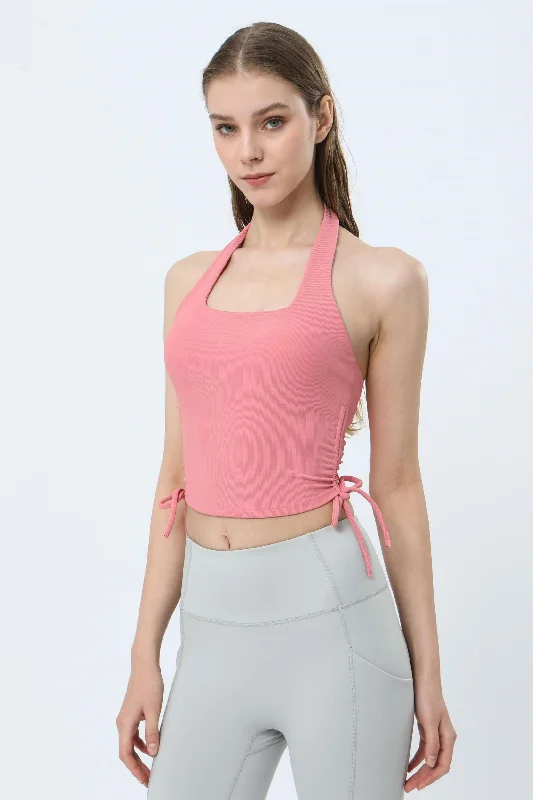 Stylish Women's Garments Ribbed Halter Neck Tank Tops