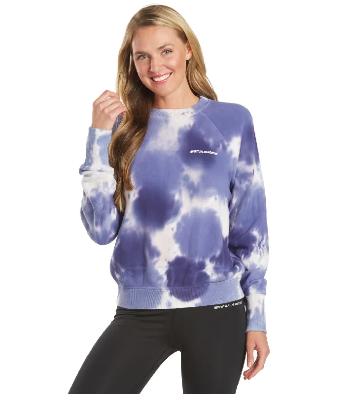 Women's Comfy Attire For Lounging Spiritual Gangster Wildflower Bridget Raglan Pullover Wildflower Tie Dye