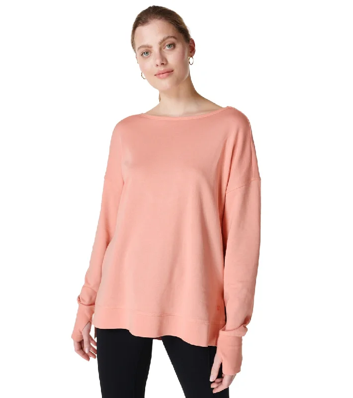 Women's Chic Outfit Sweaty Betty After Class Cross Back Sweatshirt Bloom Pink