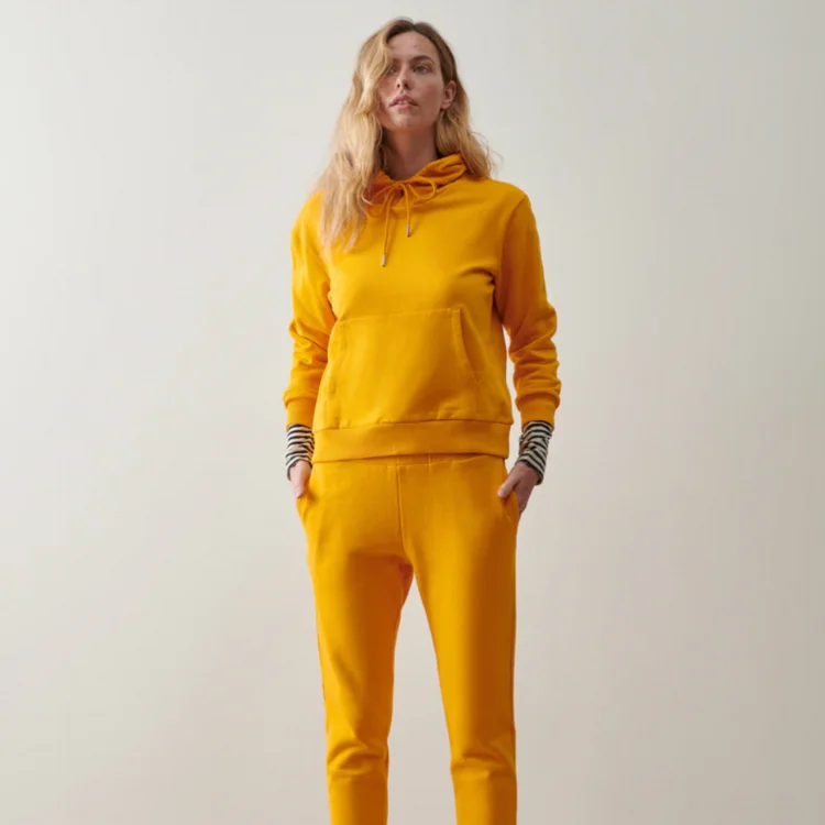 Women's Travel Outfit Set Yellow Organic Hoodie