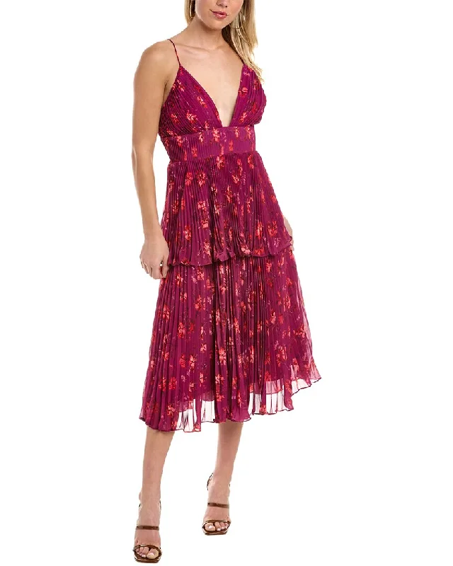 Women's Vacation Attire AMUR Catarina Pleated Midi Dress