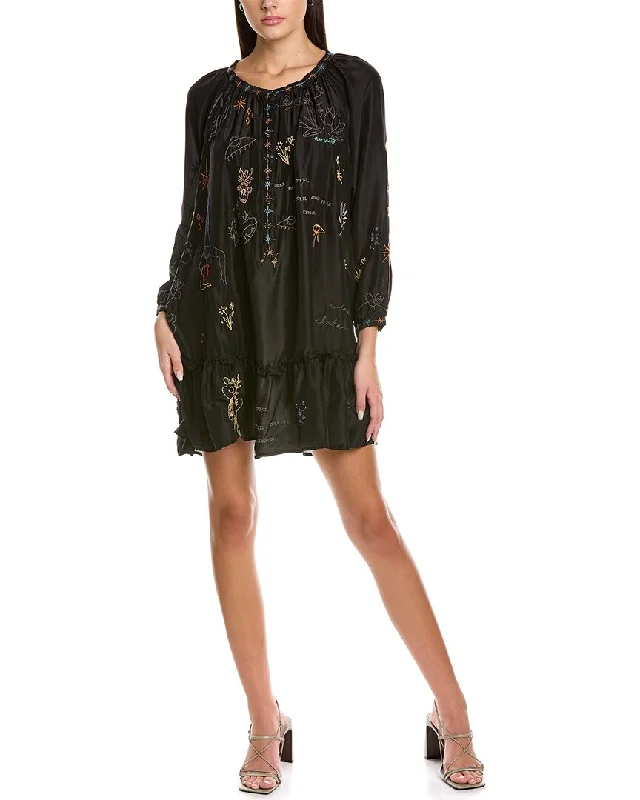 Elegant Women's Evening Garments Calme by Johnny Was Yogi Embroidered Friday Silk Mini Dress