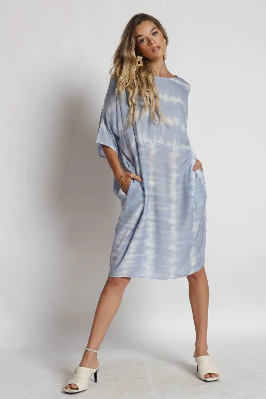 Women's Date Night Outfit Chambray Tie Dye Print Dress