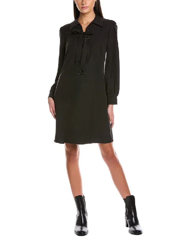 Women's Chic Outfit Elie Tahari Lace-Up Collar Shift Dress