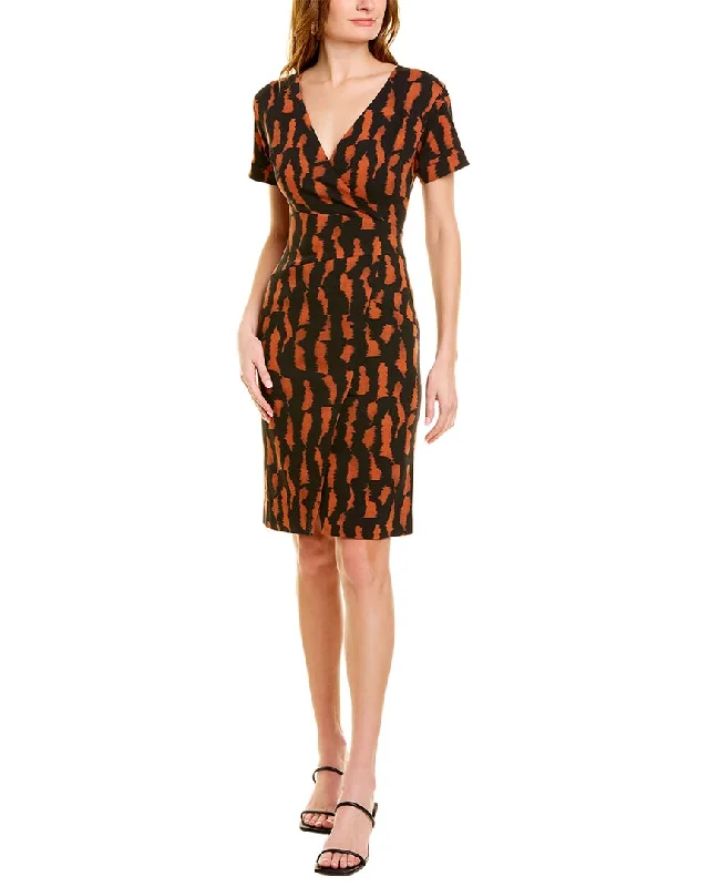 Women's Elegant Garments Etro V-Neck Wool Sheath Dress