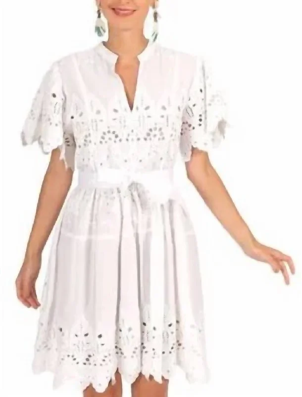 Women's Comfortable Garments Heavily Embroidered Cotton Magnifico Dress In White