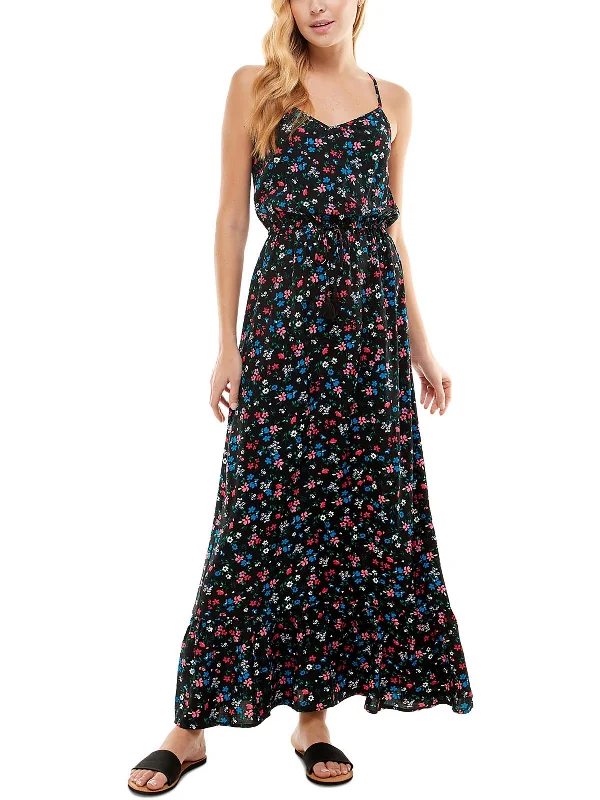 Women's High-Fashion Outfit Juniors Womens Floral Criss Cross Maxi Dress