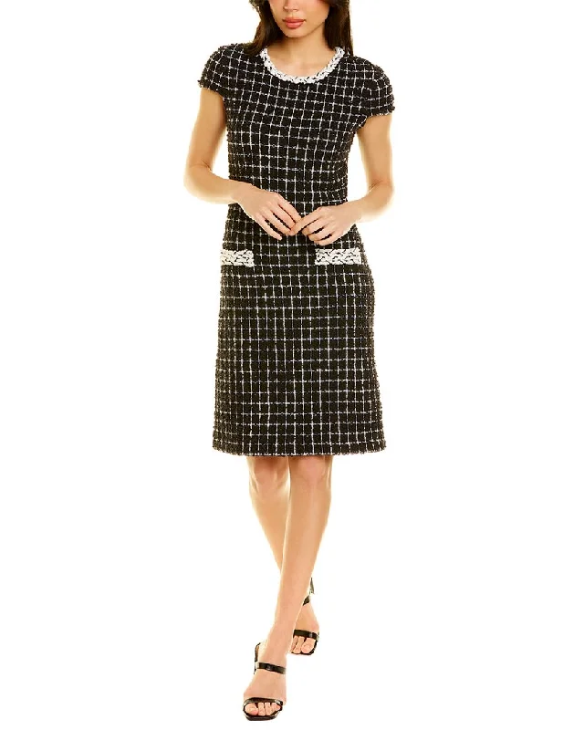 Women's Seasonal Garments St. John Windowpane Tweed Midi Dress