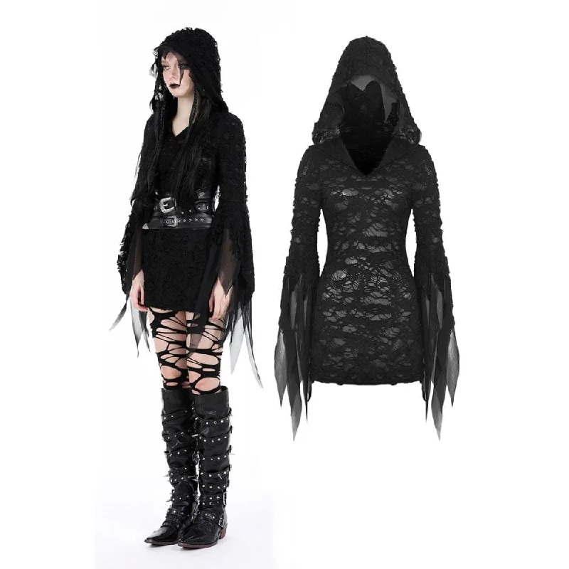 Women's Activewear Outfit Women's Gothic Flared Sleeved Ripped Dress