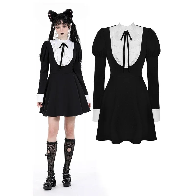 Casual Garments For Women Women's Gothic Puff Sleeved Double Color Dress