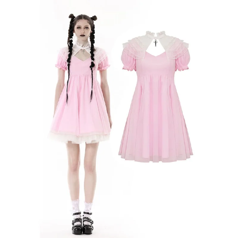 Women's Casual Garments Women's Lolita Puff Sleeved Dress with Detachable Collar