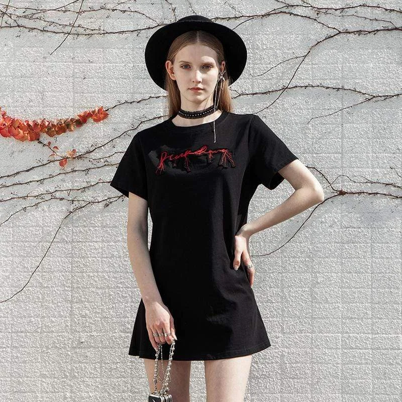 Women's Comfortable Garments Women's Grunge Punk Rave Printed Casual A-line Tee Dresses