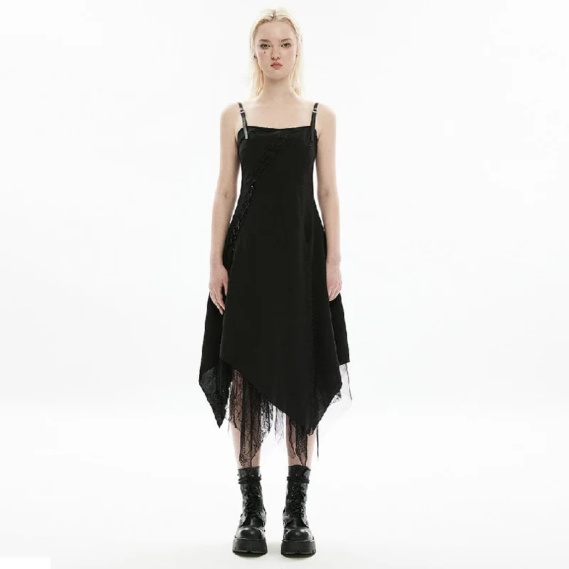 Stylish Women's Outfit Women's Punk Irregular Lace Splice Slip Dress