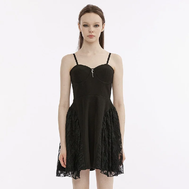 Women's Activewear Attire Women's Punk Lace Splice Slip Dress