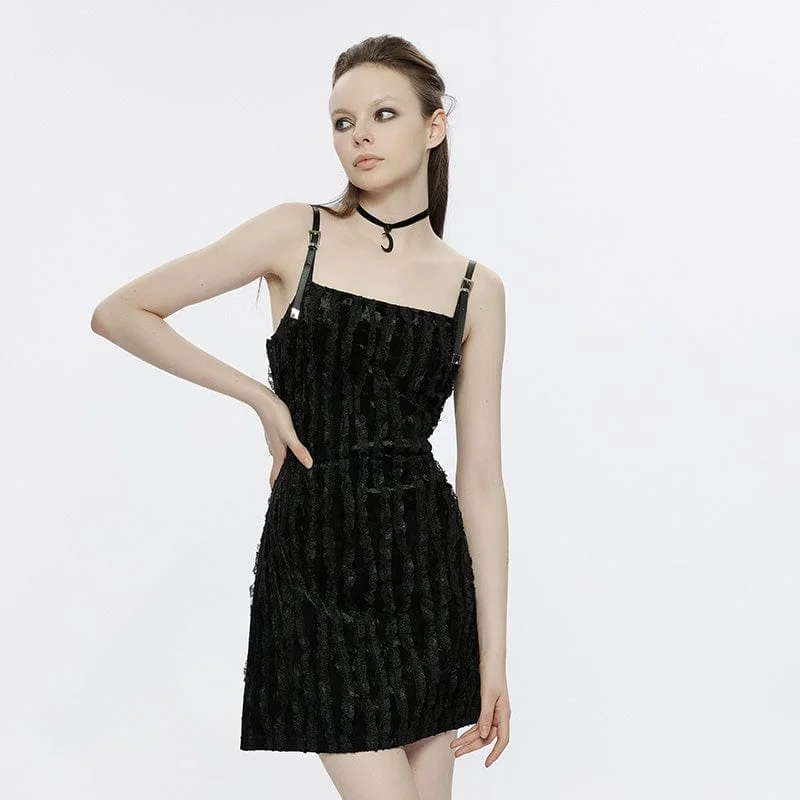 Women's Resort Garments Women's Punk Lace Splice Velvet Slip Dress