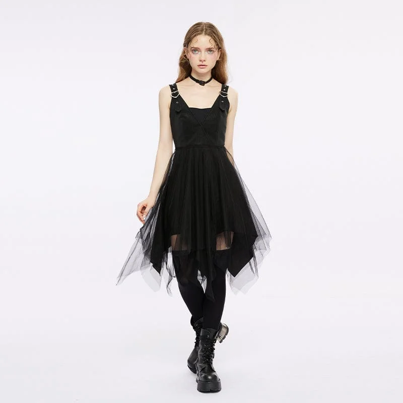 Casual Garments For Women Women's Punk Plunging Irregular Mesh Splice Slip Dress