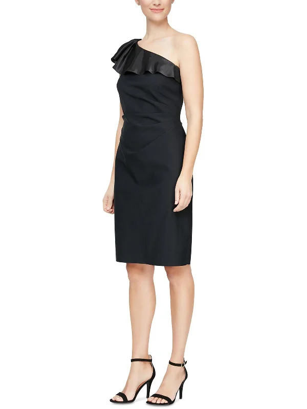 Women's Outfit For The Office Womens Ruffled Knee-Length Cocktail and Party Dress