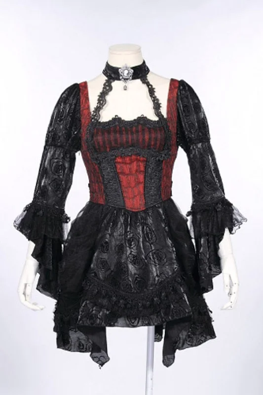 Women's Travel Attire Women's Steampunk Irregular Lace Splice Halterneck Dress